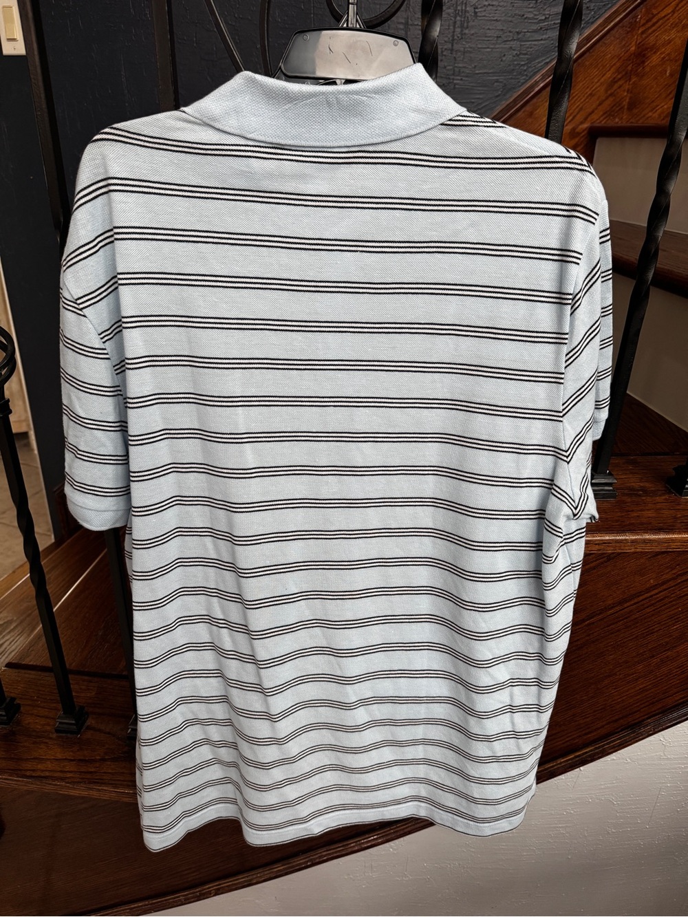 XXL Lacoste Light Blue Polo with Navy & White Stripes REGULAR FIT - Picture 8 of 9